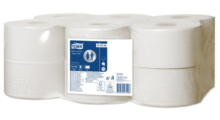 Tork Advanced | Mini Jumbo Toiletpapier | 170 Meter | 2-Laags | T2 | Wit | 120280 (12 stuks)