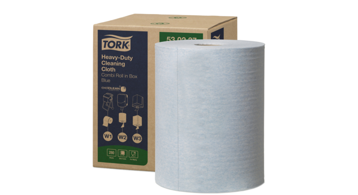 Tork Heavy-Duty | Reinigingsdoek In Doos | 106 Meter | 1-Laags | W1/W2/W3 | Blauw | 530237 (1 stuk)