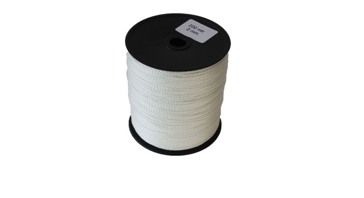 Nylonkoord, 2mm, wit, 200 meter