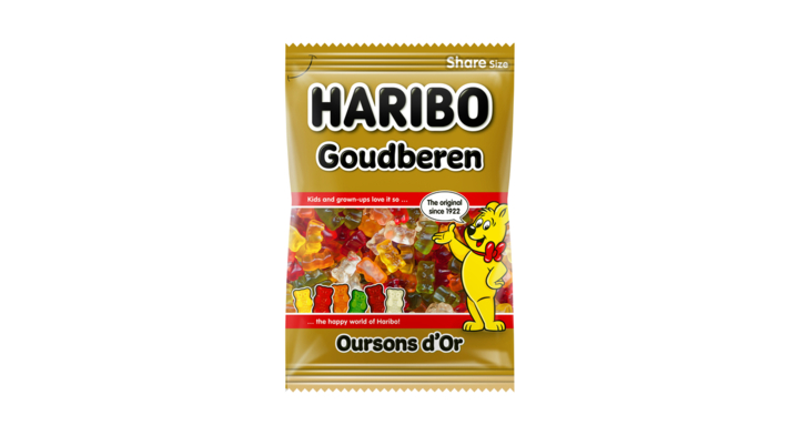 Snoep haribo goudbeertjes zak 250gr(8hb206)