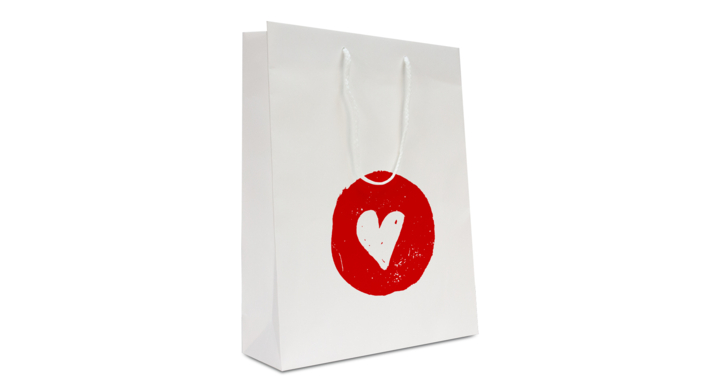 papieren valentijn tassen - Heart 25+11x33cm,wit,(100st)