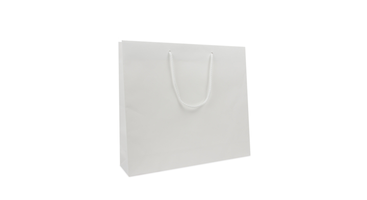 Luxe draagtas, papier, 40+10x35cm, wit, koorden (100 stuks)