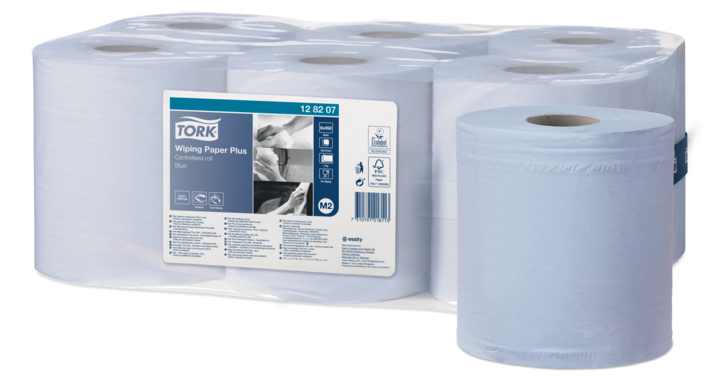 Tork Advanced | Midi Poetsrol | 157,5 Meter | 2-Laags | Recycled | M2 | Blauw | 128207 (6 stuks)