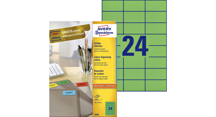 Etiket avery zweck 3450 70x37mm groen 2400st
