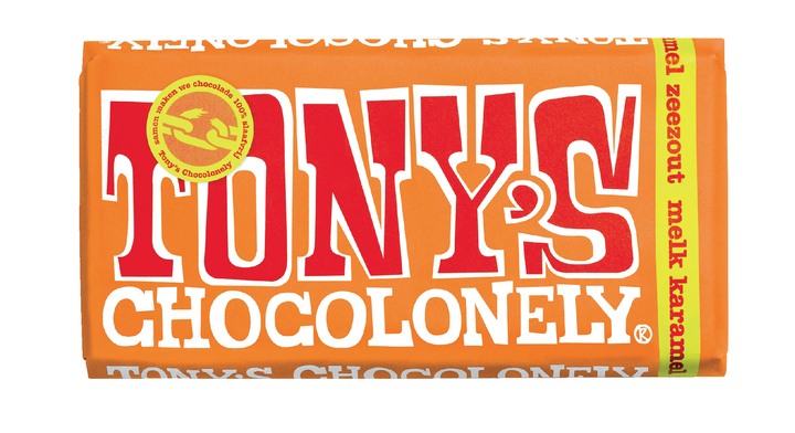 Tony's chocolonely melk karamel zeezout 180gr(nlrmkz180)