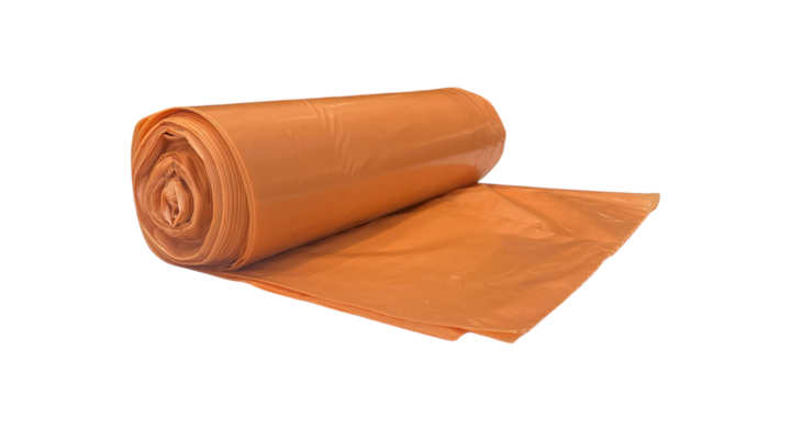 Vuilniszak | LDPE | 65/25x140cm | 240 Liter | T70 | Oranje (10 rollen x 10 zakken) 