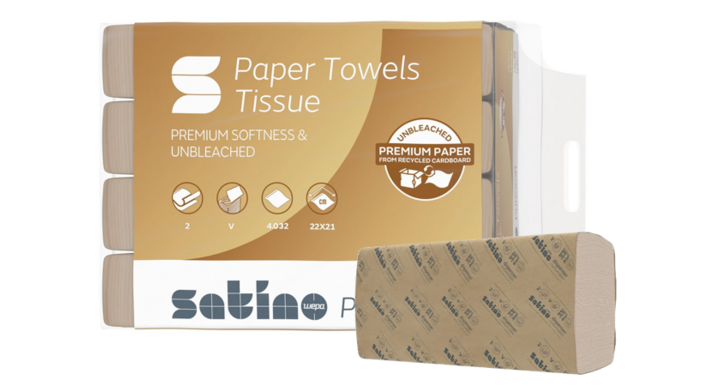 Satino PureSoft | Papieren Handdoekjes | 21x22cm | 2-Laags | PT3 | Soft Beige | 278250 (4.032 stuks)