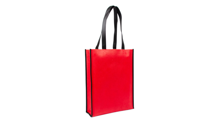 Shopper, non-woven, 31+10x40cm, rood, zwarte lus (100 stuks)