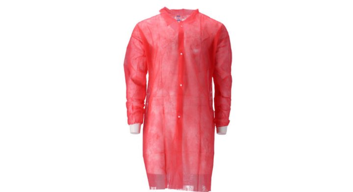 Bezoekersjas, PP, drukknopen, maat XXL, rood (100 stuks)