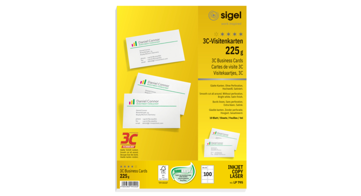 Visitekaartjes sigel 3c 225gr gladde zijden wt(si-lp795)