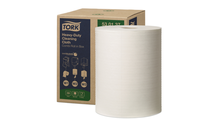 Tork Heavy-Duty | Reinigingsdoek In Doos | 106 Meter | 1-Laags | W1/W2/W3 | Wit | 530137 (1 stuk)