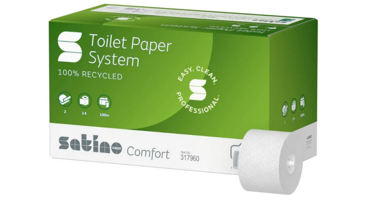 Satino Comfort | Systeemrol Toiletpapier | 100 Meter | 2-Laags | JT3 | Wit | 317960 (24 stuks)