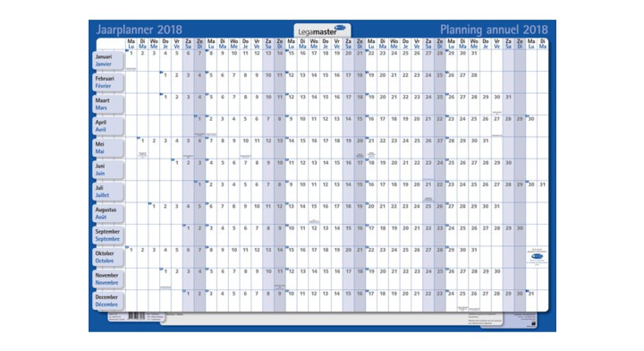 Jaarplanner lm horizontaal 60x90cm oprolb 2013(420222)