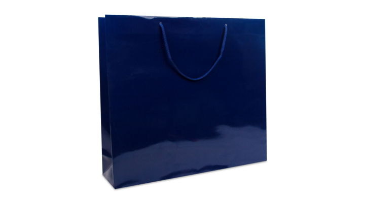 Luxe draagtas, papier, 51+13x45cm, glans-blauw (100 stuks)