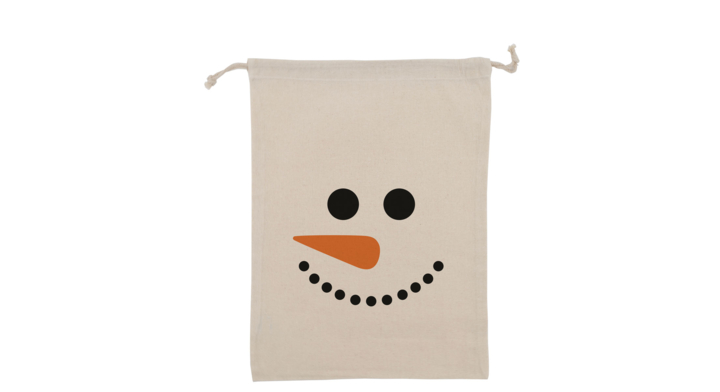 Kerst katoenen geschenkzak , Snowman, 21x30cm, ecru (100 st)