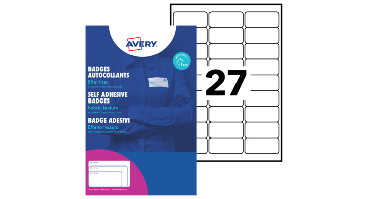 Etiket avery l4784-20 63.5x29.6mm badge 540st