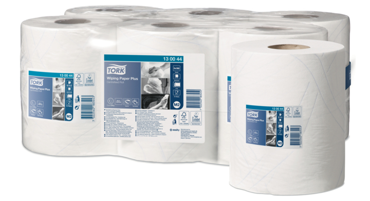 Tork Premium | Midi Poetsrol | 125 Meter | 2-Laags | Cellulose | M2 | Wit | 130044 (6 stuks)
