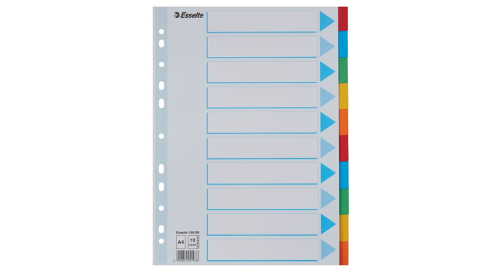 Tabbladen esselte a4 11r karton 10dlg(100193)