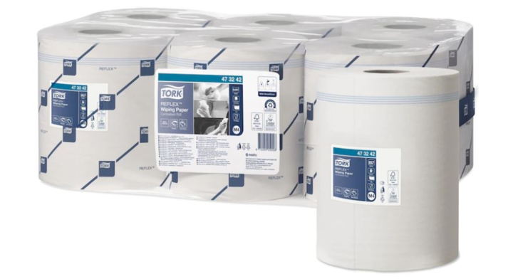 Tork Reflex Advanced | Midi Poetsrol | 300 Meter | 1-Laags | Recycled | M4 | Wit | 473242 (6 stuks)
