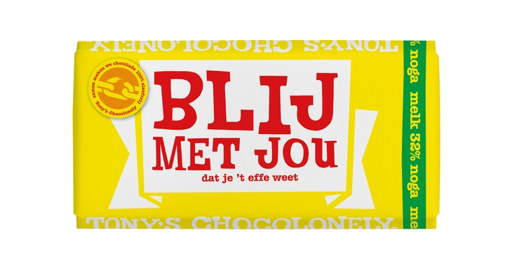 Chocolade tony chocolonely melk noga blij met jou(nlrsg3mn18