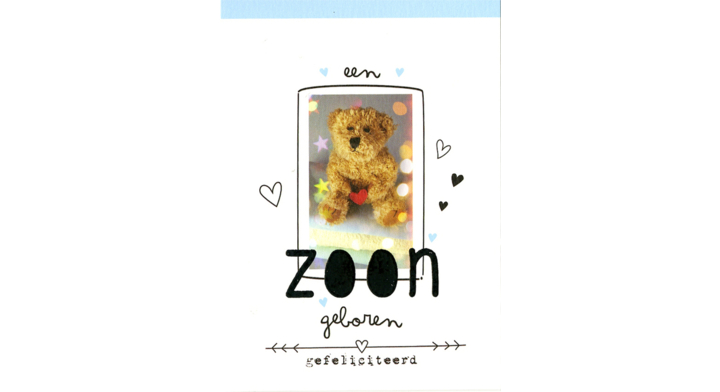 Paperclip, navulset wenskaarten, geboorte zoon (6 stuks)