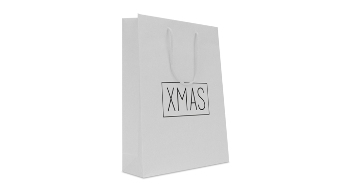 Luxe tas papier, Kerst, 31+10x40cm, dessin XMAS, wit (100)