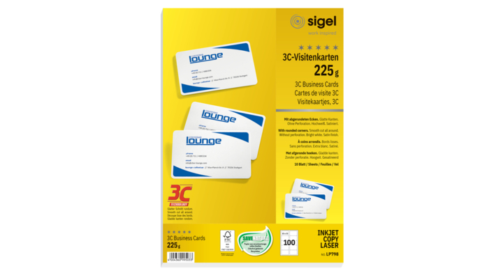 Visitekaartjes sigel 3c 225gr afgeronde hoeken wt(si-lp798)
