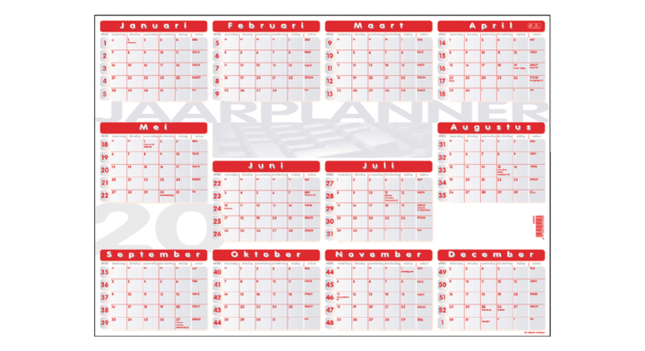 Jaarplankalender 2025 48x68cm(336048)