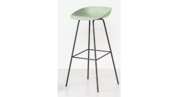 Felt High, 4-poots kruk. Staal frame, viltkuip bleekgroen