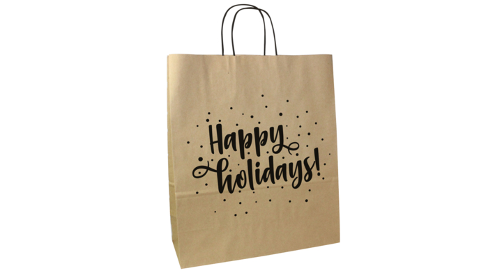 Tas papier Kerst, 32+12x40cm, dessin Happy Holidays (250 st)