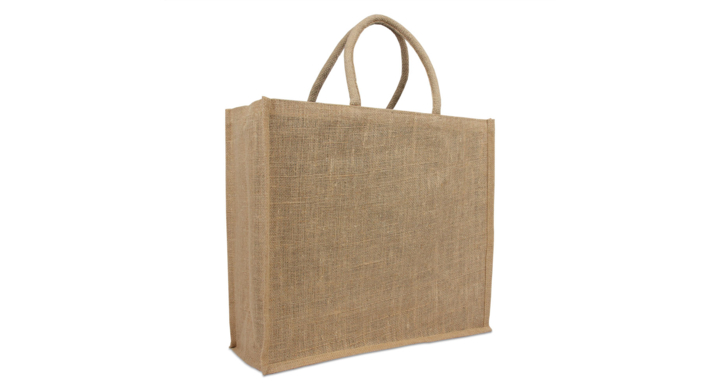 Draagtas, jute, 45+17x40cm, naturel, katoenen lus (50 stuks)