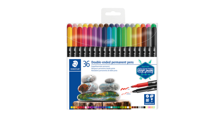 Viltstift staedtler perm dubbele punt 36st ass(3187 tb36)