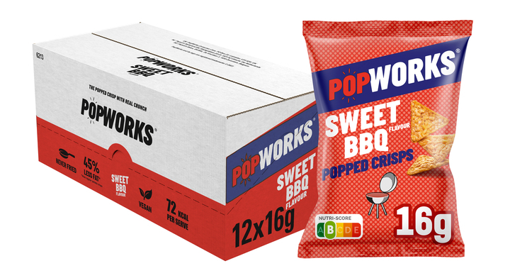 Chips popworks sweet bbq 16gr(37282)