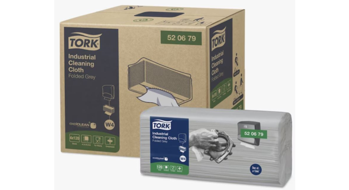 Tork Industrial | Gevouwen Reinigingsdoek | 41,5x35,5cm | 1-Laags | W4 | Grijs | 520679 (480 stuks)