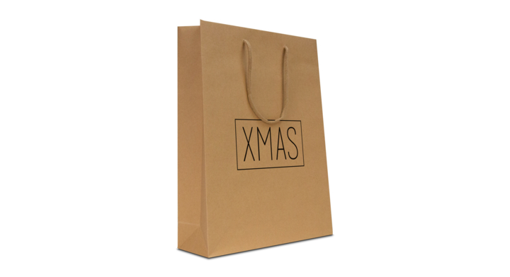 Luxe tas papier, Kerst, 40+10x35cm, dessin XMAS, bruin(100)