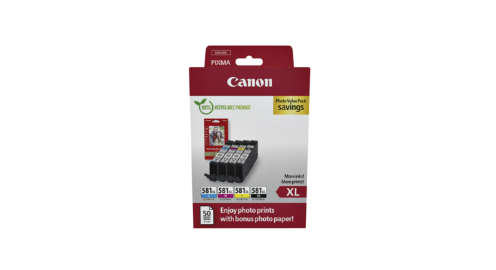 Inkcartridge canon cli-581xl + 50vel 10x15cm(2052c004)