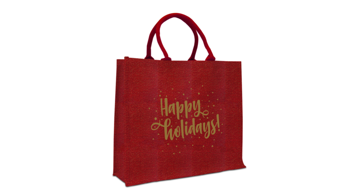 Draagtas, Kerst, 45+17x40cm, Happy Holidays, rood (50 st)