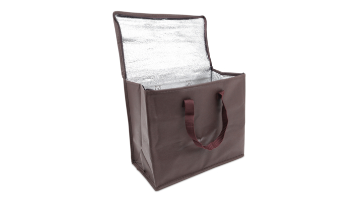 Koeltas, non-woven, 36+20x30cm, ritssluiting, bruin (50 st)