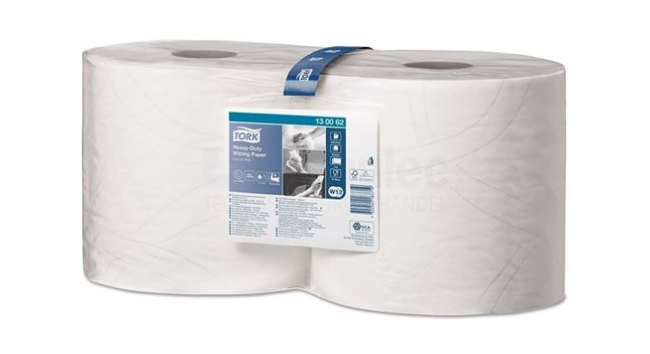 Tork Heavy-Duty | Industrierol Poetspapier | 170 Meter | 2-Laags | W1/W2 | Wit | 130062 (2 stuks)