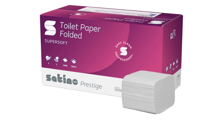 Satino Prestige | Gevouwen Toiletpapier | 21x9,8cm | 2-Laags | BT1 | Wit | 065680 (9.000 stuks)