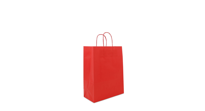 Draagtas, papier, gedraaid, 26+12x34cm, basic, rood (250 st)