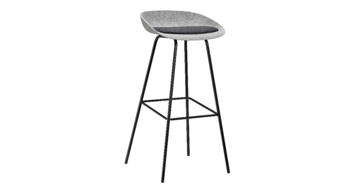 Felt High 4-poots kruk Staal frame viltkuip lichtgrijs CUZ35