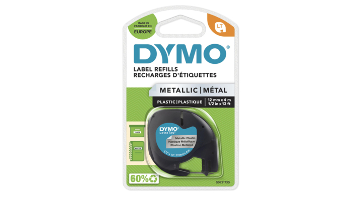 Lettertape dymo 91208 letratag 12mmx4m metallic/zi