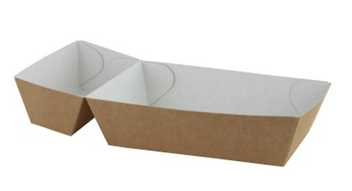 Snackbakje, bruin / wit, A22 (A9 + saus) (500 stuks)