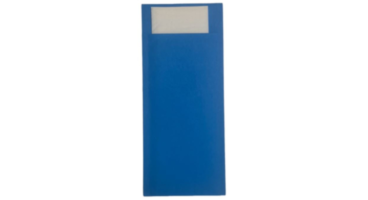 Bestekzakjes, 8.5x20.2cm, fel blauw, wit servet (500 stuks)