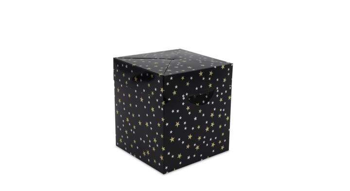 Pop-up doos, Kerst, 15x15x16cm, dessin Stars, zwart (50 st)