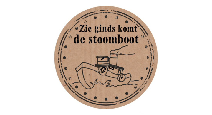 Etiket, Zie ginds komt de stoomboot, 35mm, bruin (1000 stuk)