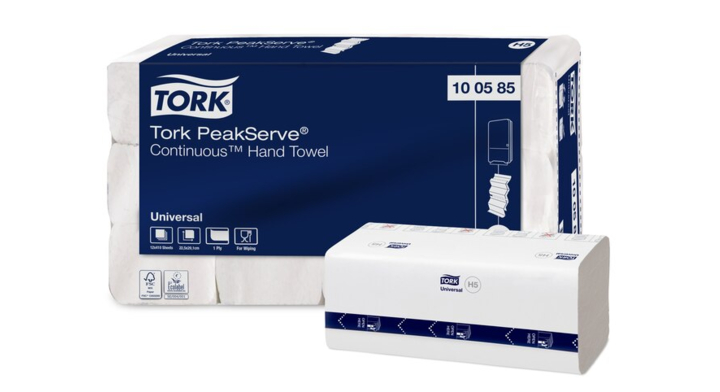 Tork PeakServe | Continu Papieren Handdoekjes | 22,5x20,1cm | 1-Laags | H5 | Wit | 100585 (4.920 stuks)