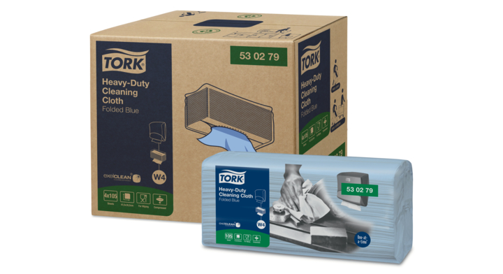 Tork Heavy-Duty | Gevouwen Reinigingsdoek | 41,5x35,5cm | 1-Laags | W4 | Blauw | 530279 (420 stuks)