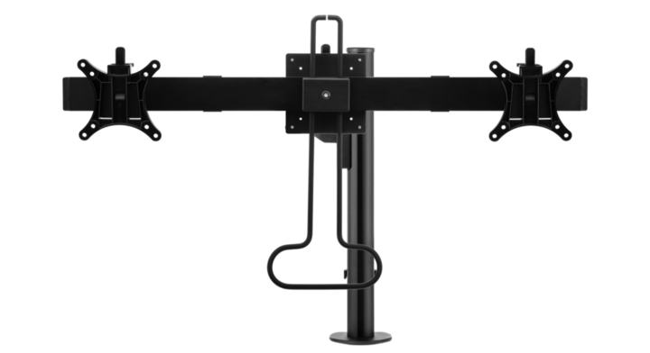 Galaxy Dubbel Monitorarm met Crossbar, zwart